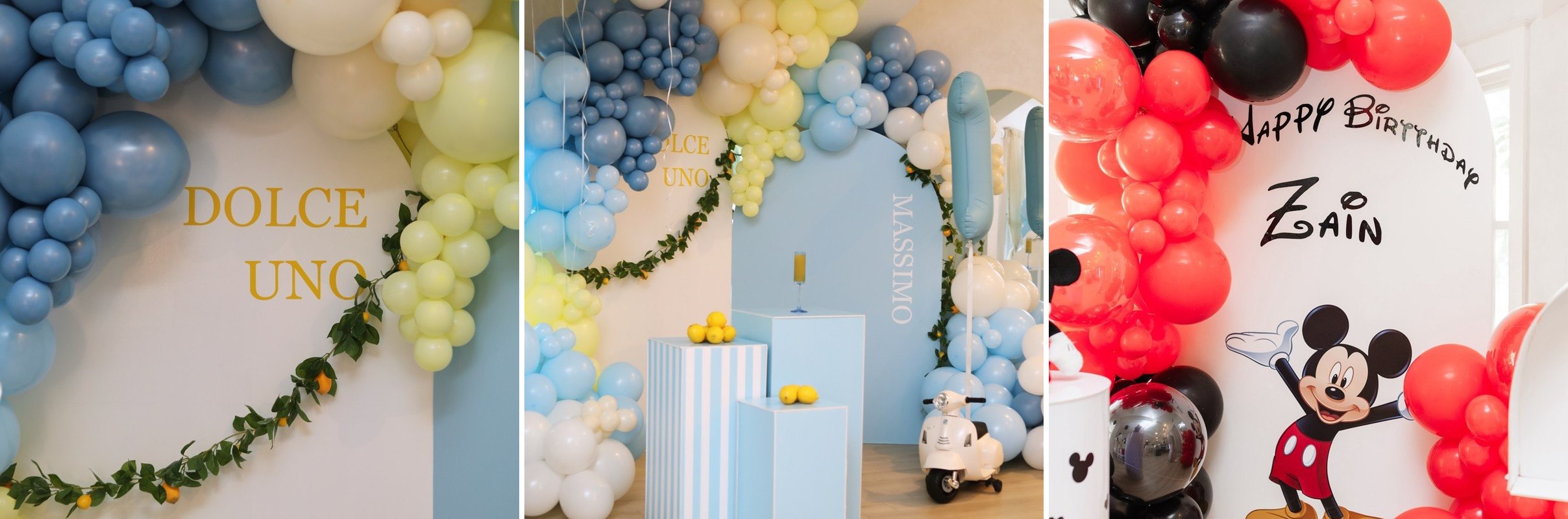 Backdrop with balloons + pedestals